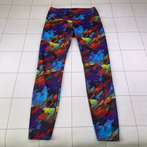 Athleta Leggings Womens Medium Blue Multicolor Colorburst Sonar Athletic Active - Picture 2 of 12